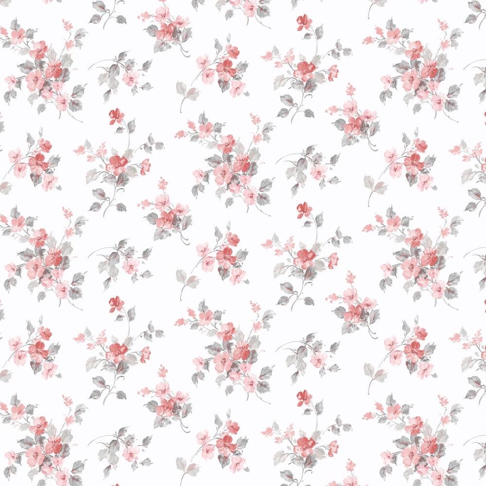 Patton Wallcoverings PF38102 Pretty Florals Blossom Mini Wallpaper in Red, Grey